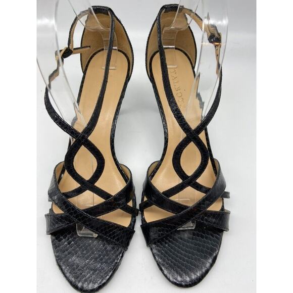 Talbots Shoes Women’s 9.5M‎ Black Sandals Kitten Heel Leather Strappy 3" Heels - Picture 5 of 14